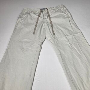 Old Navy Khaki Pants Womens 10 Cream Straight Leg Drawstring Cotton Casual 00s